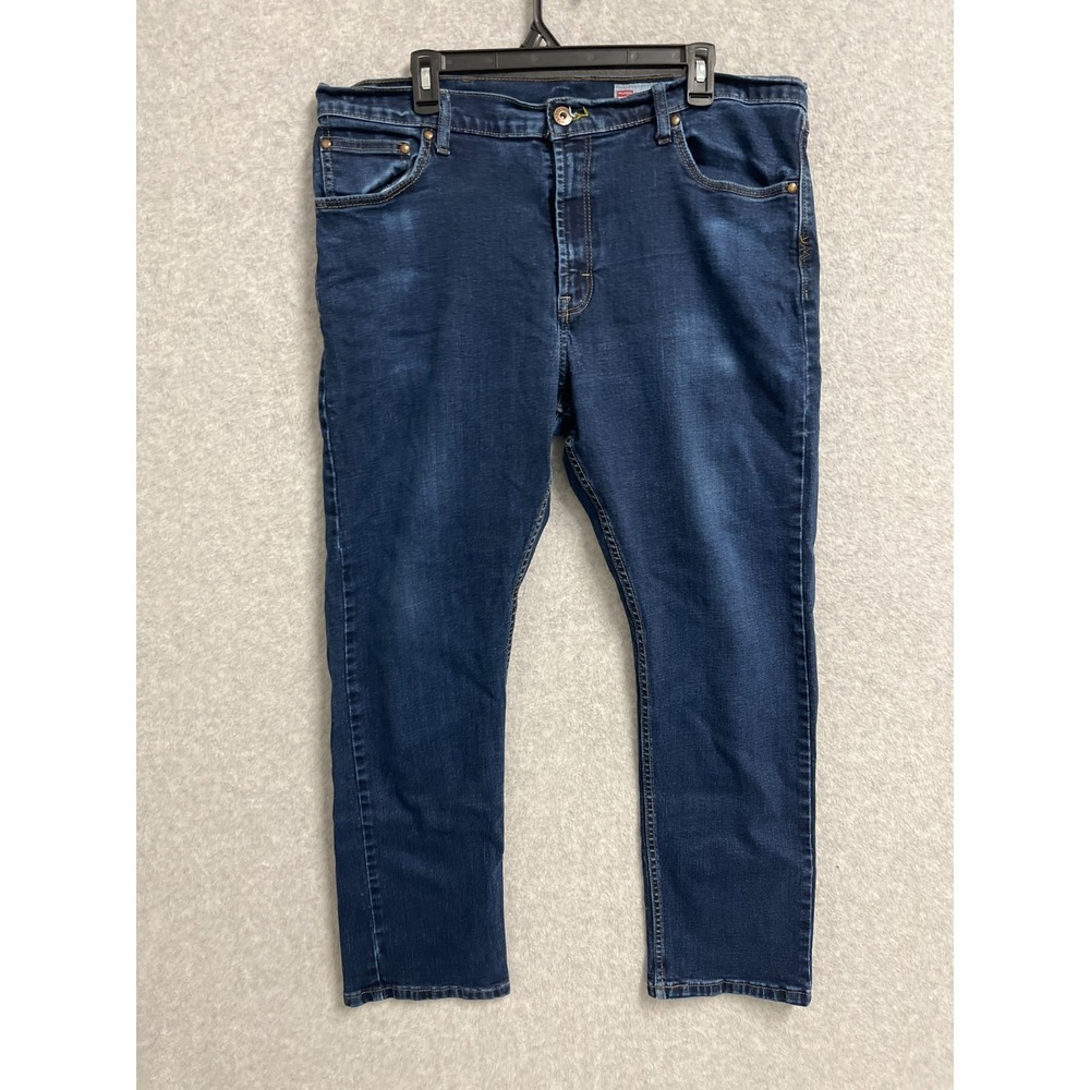 Wrangler Athletic Fit Jeans Mens 38x30 Blue Denim Cotton Stretch Straight Leg‎